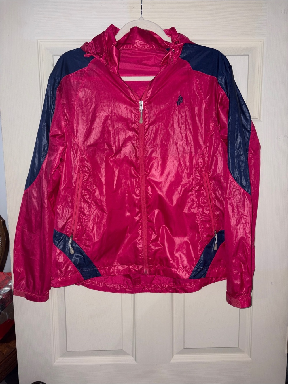 Women’s Pink Windbreaker Jacket with Navy Accents